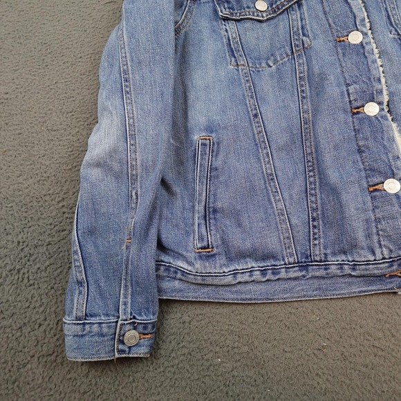Gap 1969 Jacket Womens XL Blue Denim Sherpa Lined Trucker Bomber Western - Picture 3 of 11